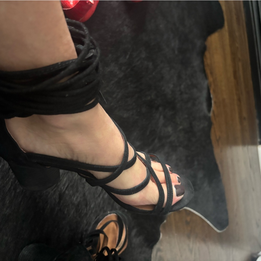 Jeffrey Campbell Despina Black Suede Strappy Heels